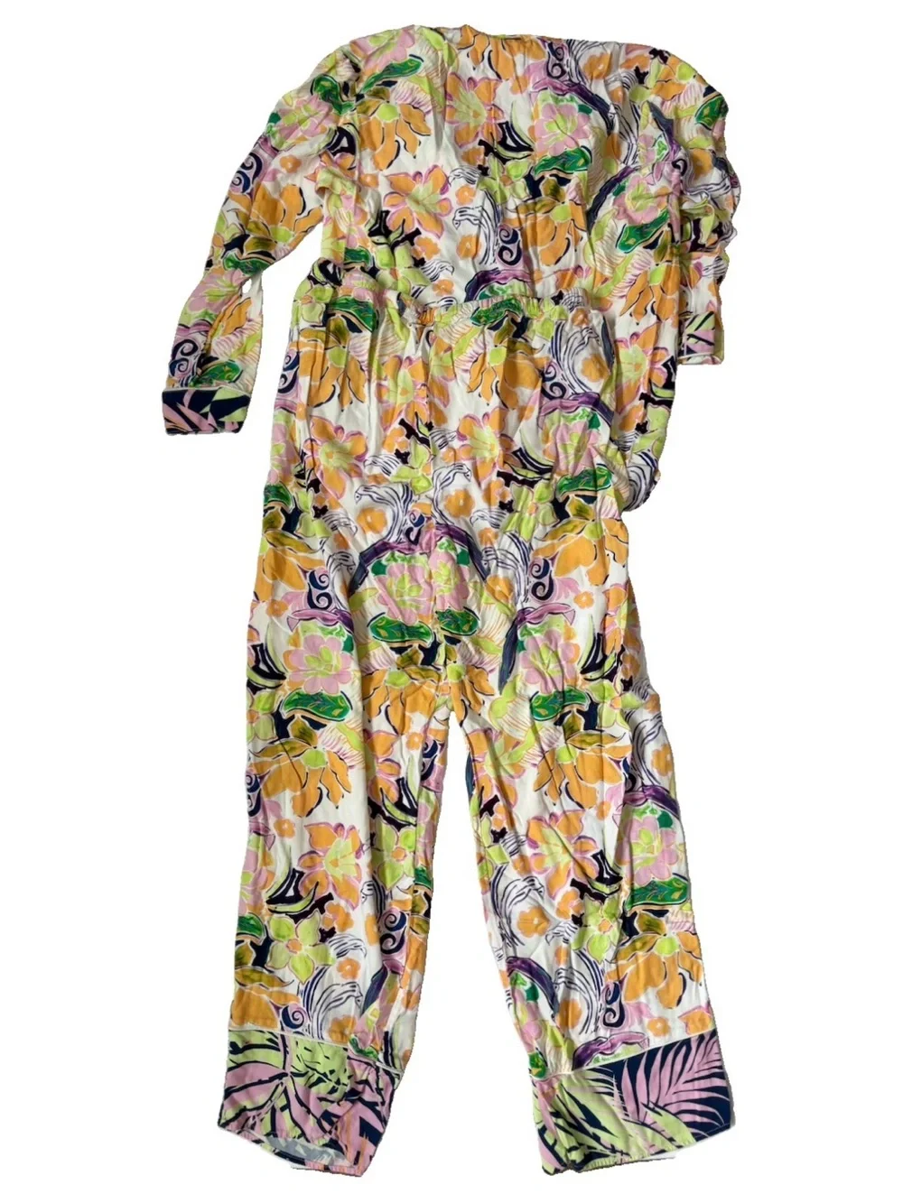 Maaji Women's Tropical Floral Pajama Set Multicolor Button Shirt & Pants Small